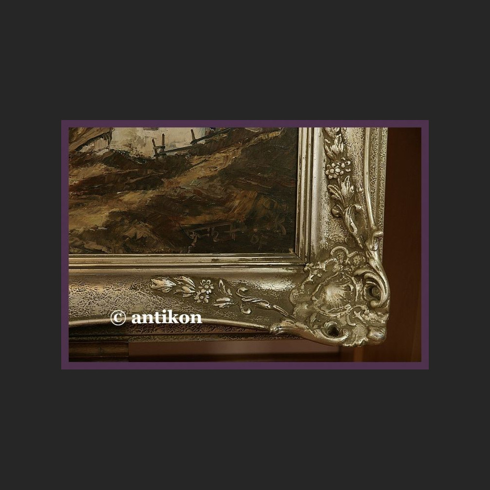 PIĘKNE STARE MALARSTWO TYROLSKI KRAJOBRAZ CUDOWNA RAMA