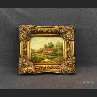 Pejzaż wiejski obraz olejny w ramie Uroki natury Pejzaż wiejski obraz olejny w ramie Uroki natury