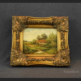 Pejzaż wiejski obraz olejny w ramie Uroki natury Pejzaż wiejski obraz olejny w ramie Uroki natury