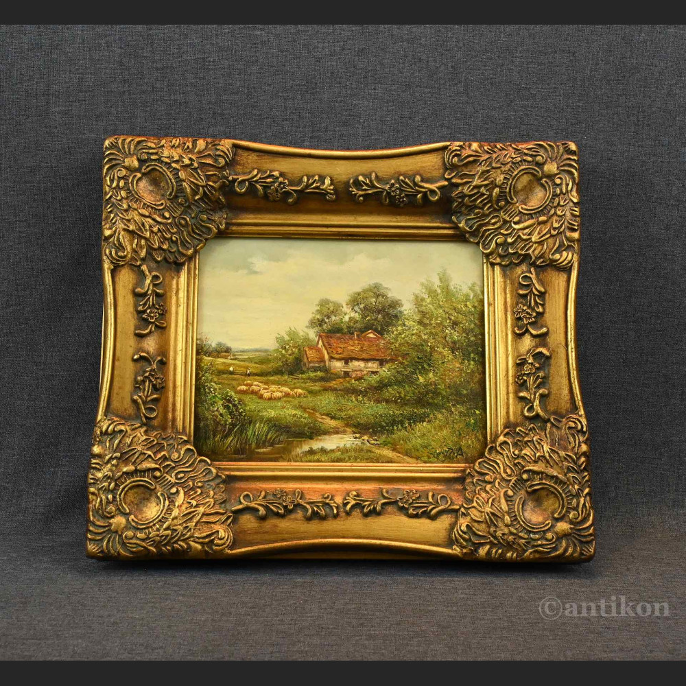 Pejzaż wiejski obraz olejny w ramie Uroki natury Pejzaż wiejski obraz olejny w ramie Uroki natury