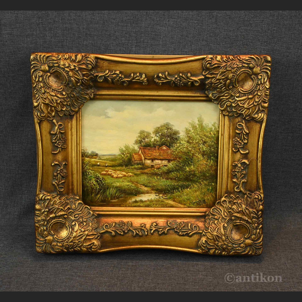 Pejzaż wiejski obraz olejny w ramie Uroki natury Pejzaż wiejski obraz olejny w ramie Uroki natury