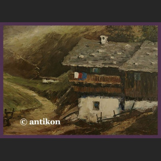 PIĘKNE STARE MALARSTWO TYROLSKI KRAJOBRAZ CUDOWNA RAMA