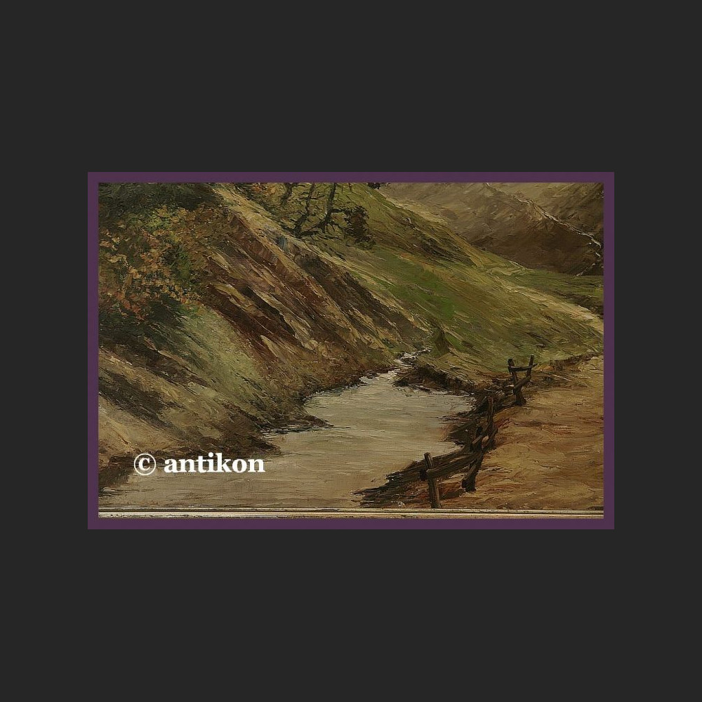 PIĘKNE STARE MALARSTWO TYROLSKI KRAJOBRAZ CUDOWNA RAMA