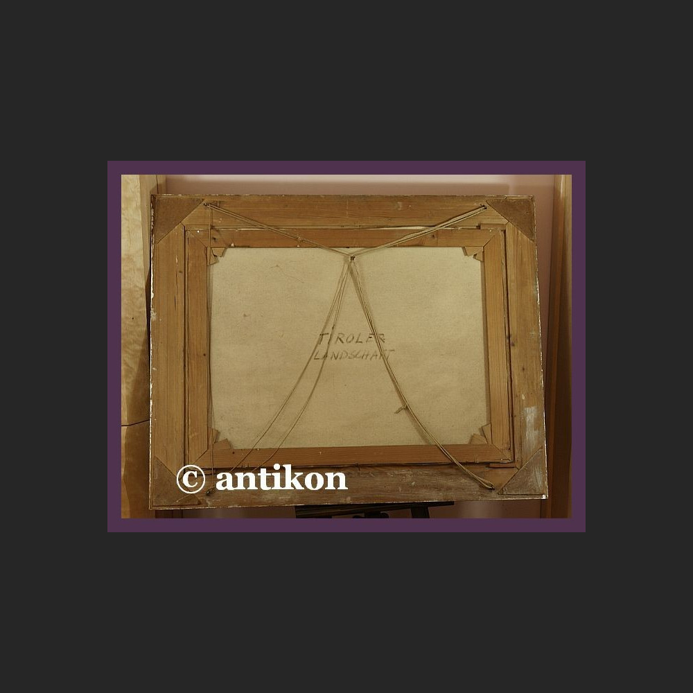 PIĘKNE STARE MALARSTWO TYROLSKI KRAJOBRAZ CUDOWNA RAMA