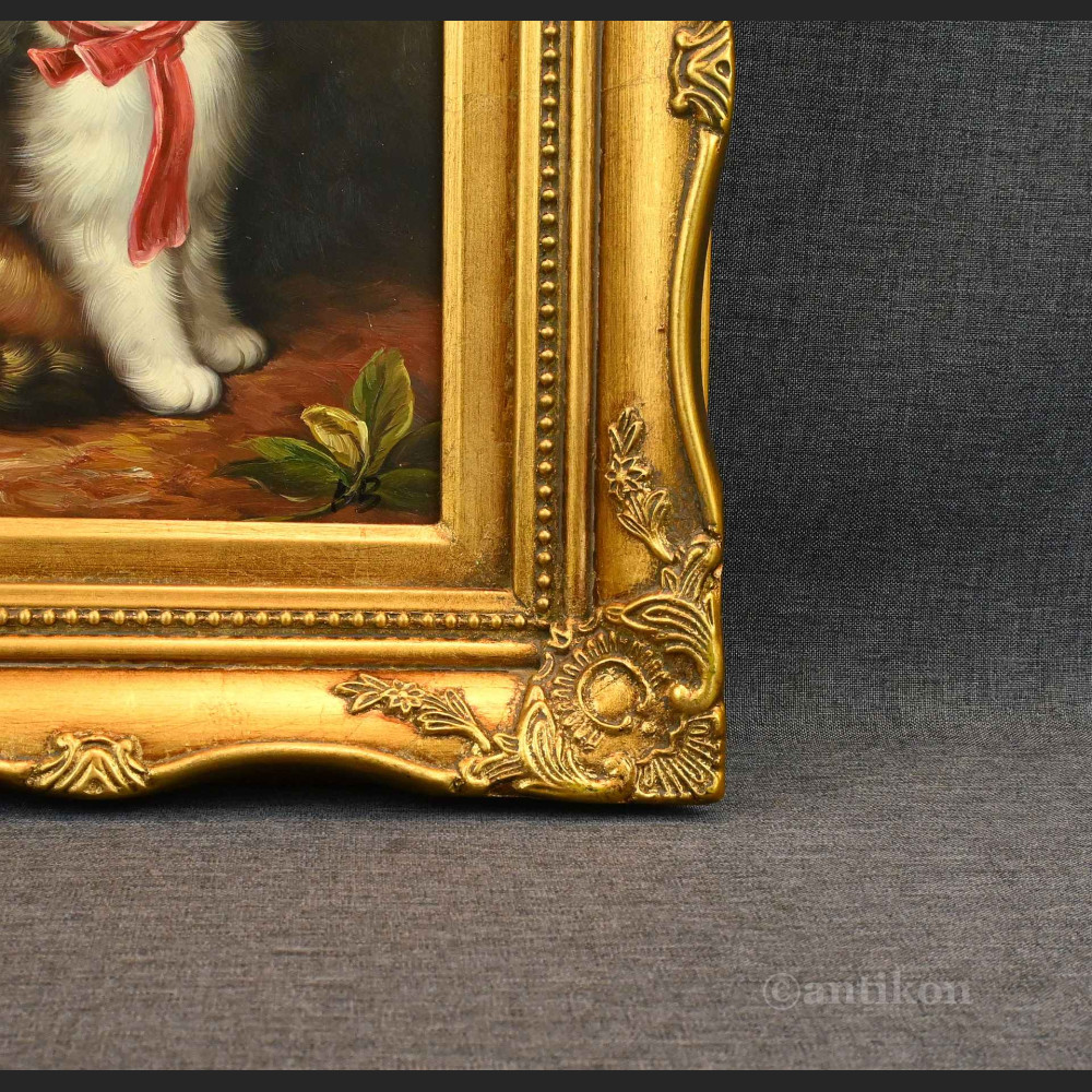 Obraz kota z czerwoną kokardą  Obraz kota z czerwoną kokardą