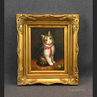 Obraz kota z czerwoną kokardą  Obraz kota z czerwoną kokardą