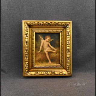 Obraz aniołek kupidyn olejny w złotej ramie Obraz aniołek kupidyn olejny w złotej ramie