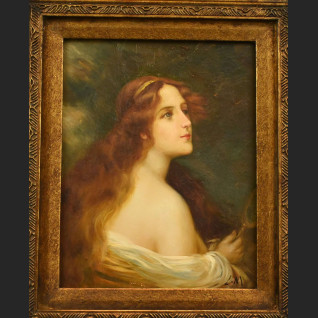 Rudowłosa obraz portret w ramie 