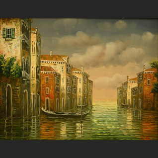 Wenecja pejzaż obraz olejny z gondolą 