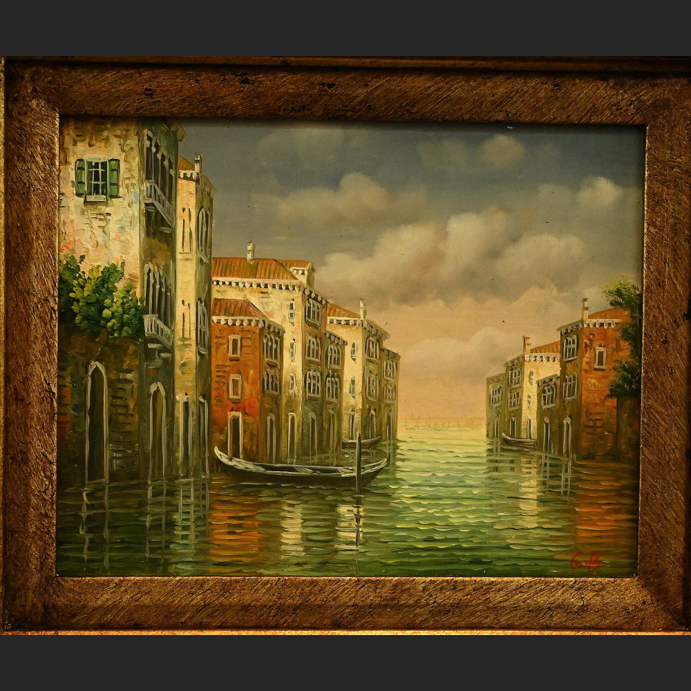 Wenecja pejzaż obraz olejny z gondolą 
