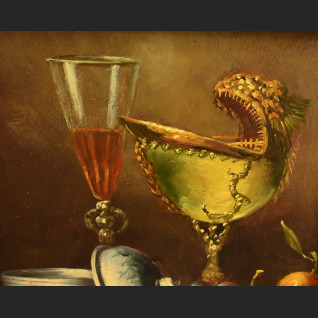 Martwa natura obraz z owocami i nautilusem 