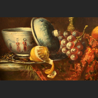 Martwa natura obraz z owocami i nautilusem 