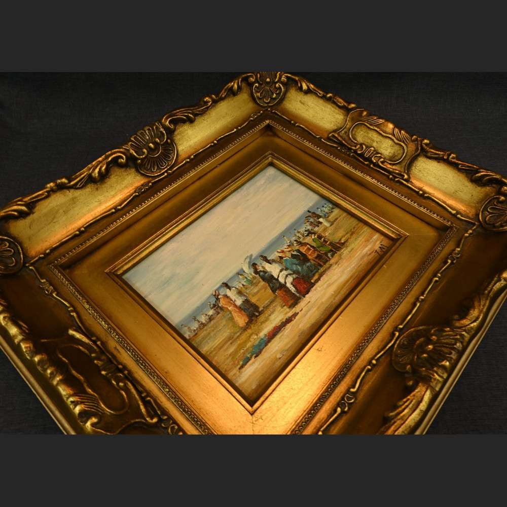 Arystokracja na plaży obraz impresja w ramie Arystokracja na plaży obraz impresja w ramie