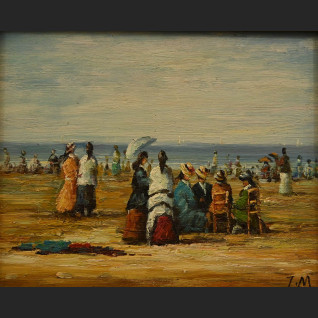 Arystokracja na plaży obraz impresja w ramie Arystokracja na plaży obraz impresja w ramie