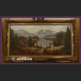 PRZEŚLICZNY STARY OLEJ NA PŁÓTNIE GÓRSKI PEJZAŻ AUKCYJNY ARTYSTA