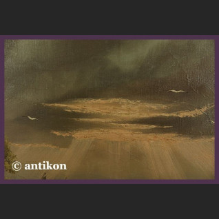 Stary obraz olejny pejzaż Sielska plaża antyki 