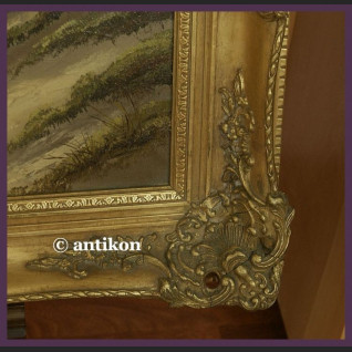 Stary obraz olejny pejzaż Sielska plaża antyki 