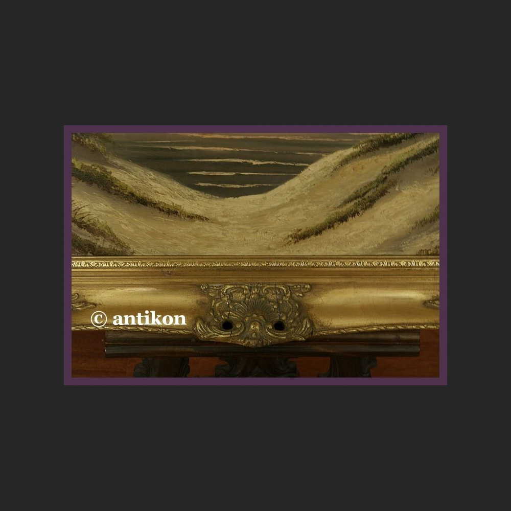 Stary obraz olejny pejzaż Sielska plaża antyki 