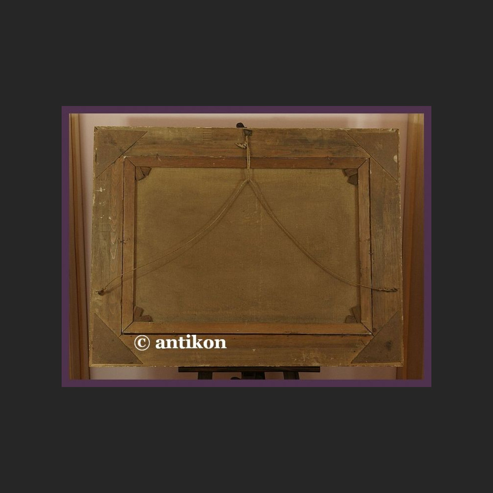 Stary obraz olejny pejzaż Sielska plaża antyki 