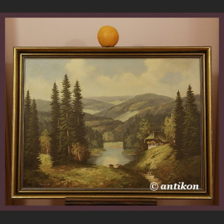 Pejzaż olejny górskie jezioro