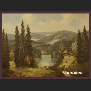 Pejzaż olejny górskie jezioro 