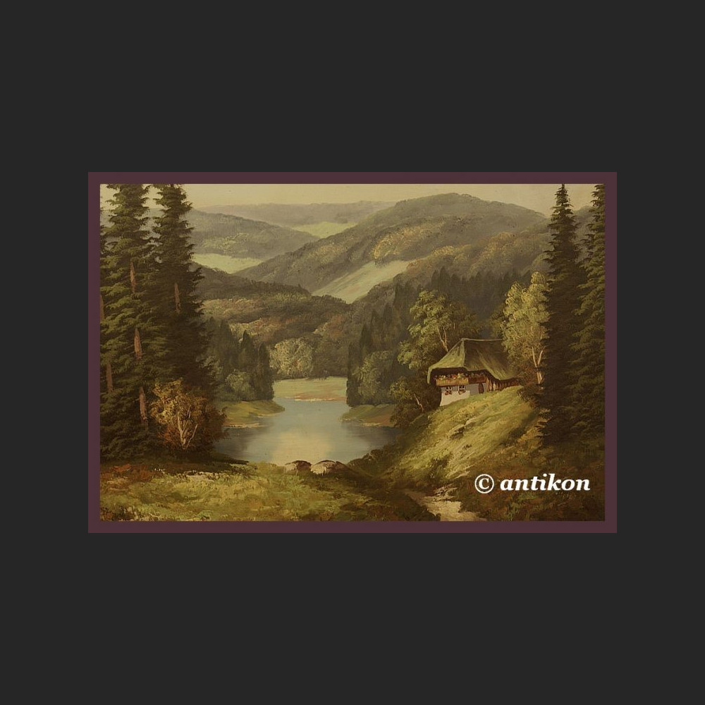 Pejzaż olejny górskie jezioro 