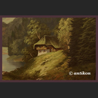 Pejzaż olejny górskie jezioro 