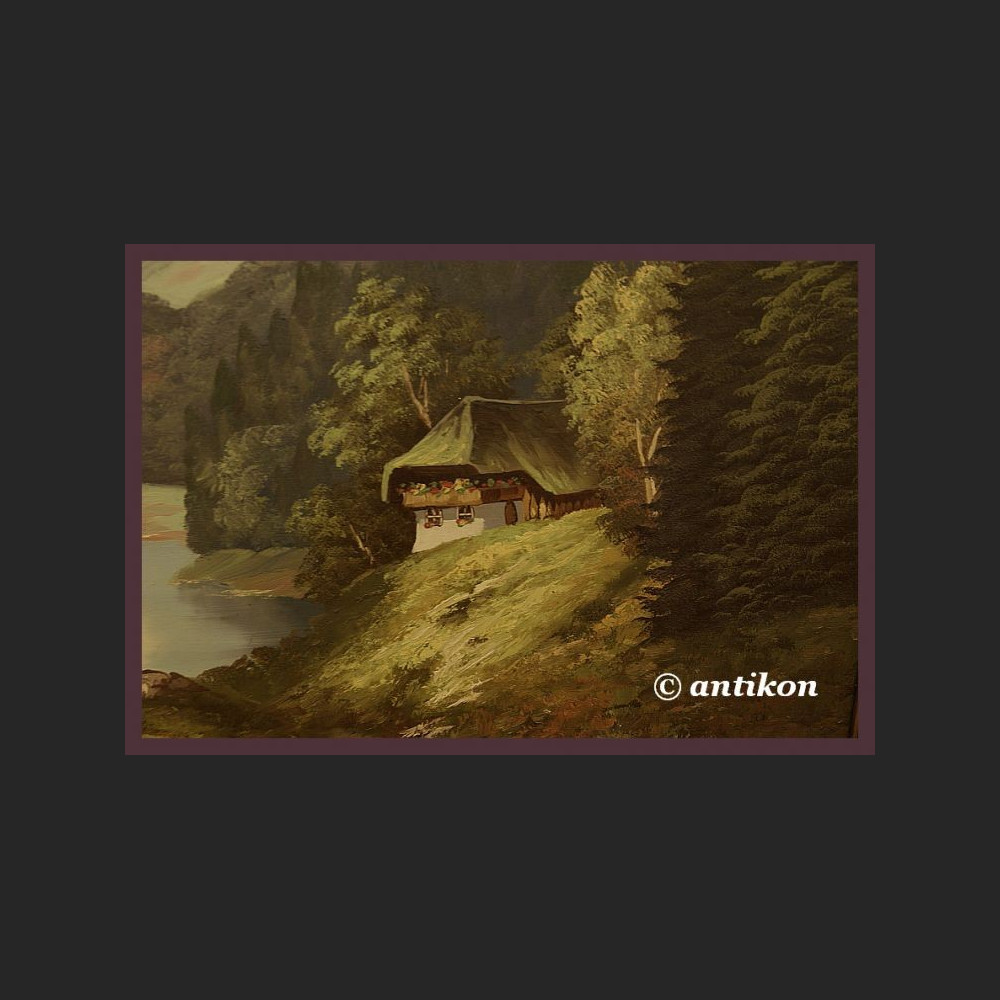 Pejzaż olejny górskie jezioro 