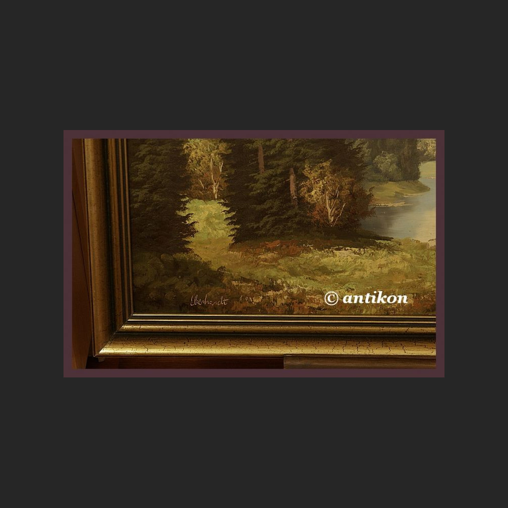 Pejzaż olejny górskie jezioro 