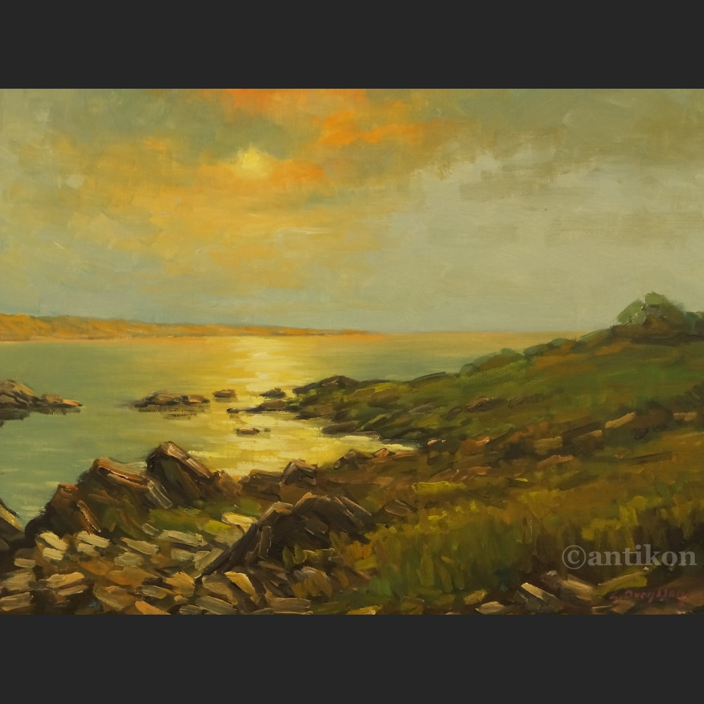 Zachód słońca malarstwo olejne 