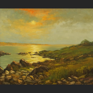 Zachód słońca malarstwo olejne 