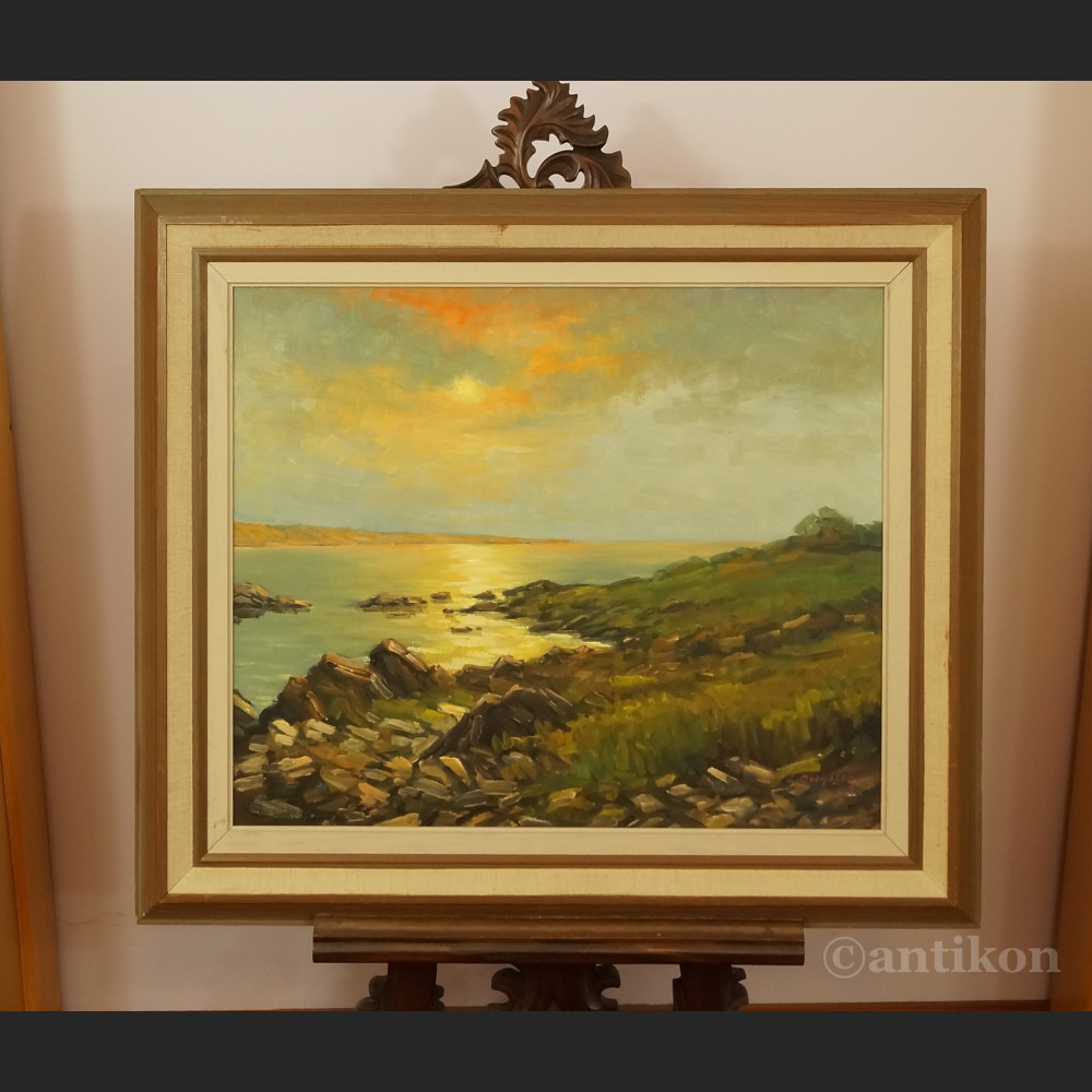 Zachód słońca malarstwo olejne 