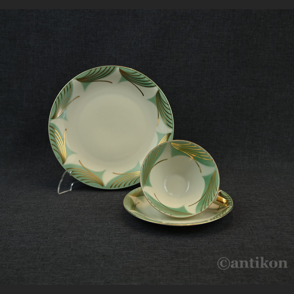Filiżanka trio pistacjowa art deco Filiżanka trio pistacjowa art deco