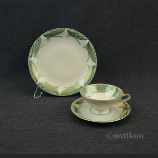 Filiżanka trio pistacjowa art deco