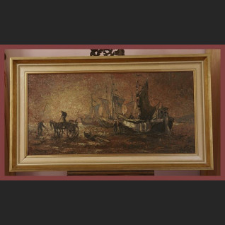 ZAŁADUNEK W PORCIE ŚWIETNY OBRAZ OLEJNY NA PŁÓTNIE