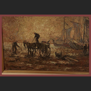 ZAŁADUNEK W PORCIE ŚWIETNY OBRAZ OLEJNY NA PŁÓTNIE ZAŁADUNEK W PORCIE ŚWIETNY OBRAZ OLEJNY NA PŁÓTNIE