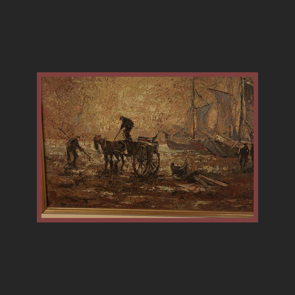 ZAŁADUNEK W PORCIE ŚWIETNY OBRAZ OLEJNY NA PŁÓTNIE ZAŁADUNEK W PORCIE ŚWIETNY OBRAZ OLEJNY NA PŁÓTNIE