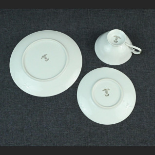 Stare trio porcelanowe czerwono złote 