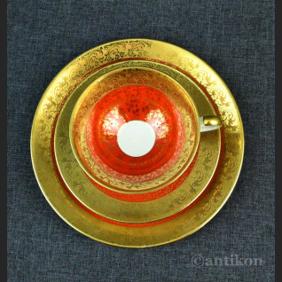 Stare trio porcelanowe czerwono złote 