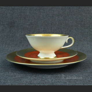 Stare trio porcelanowe czerwono złote 