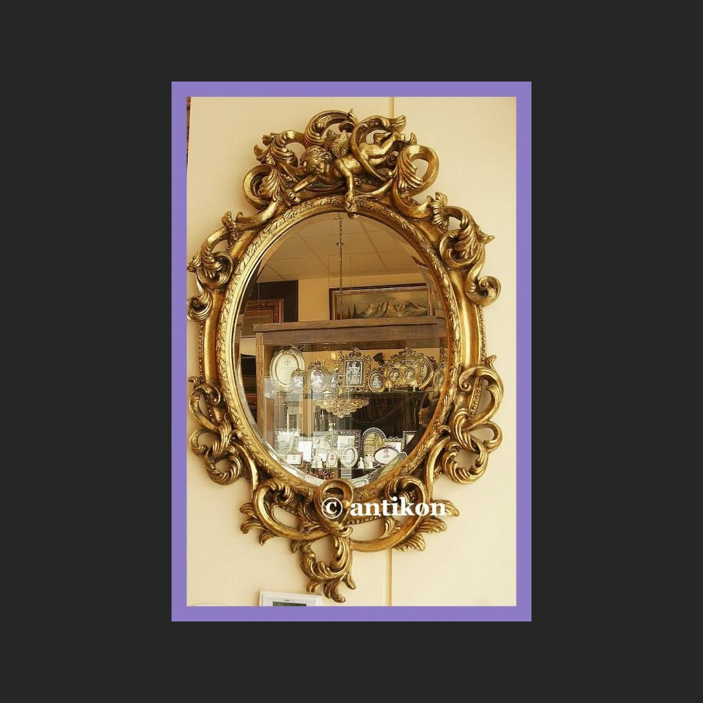 STYLOWE BAROKOWE LUSTRO W ZŁOCONEJ RAMIE