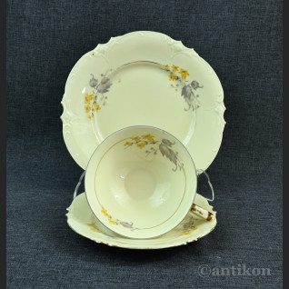 Trio porcelanowe forsycja kremowa porcelana