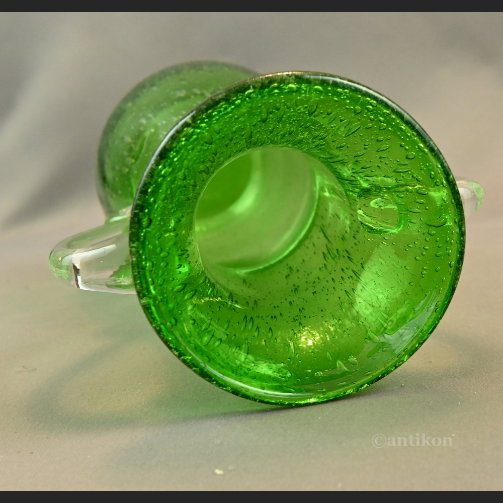 Zielony wazon antico szklany rarytas 