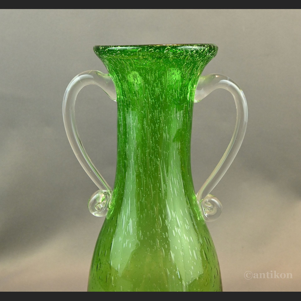 Zielony wazon antico szklany rarytas 