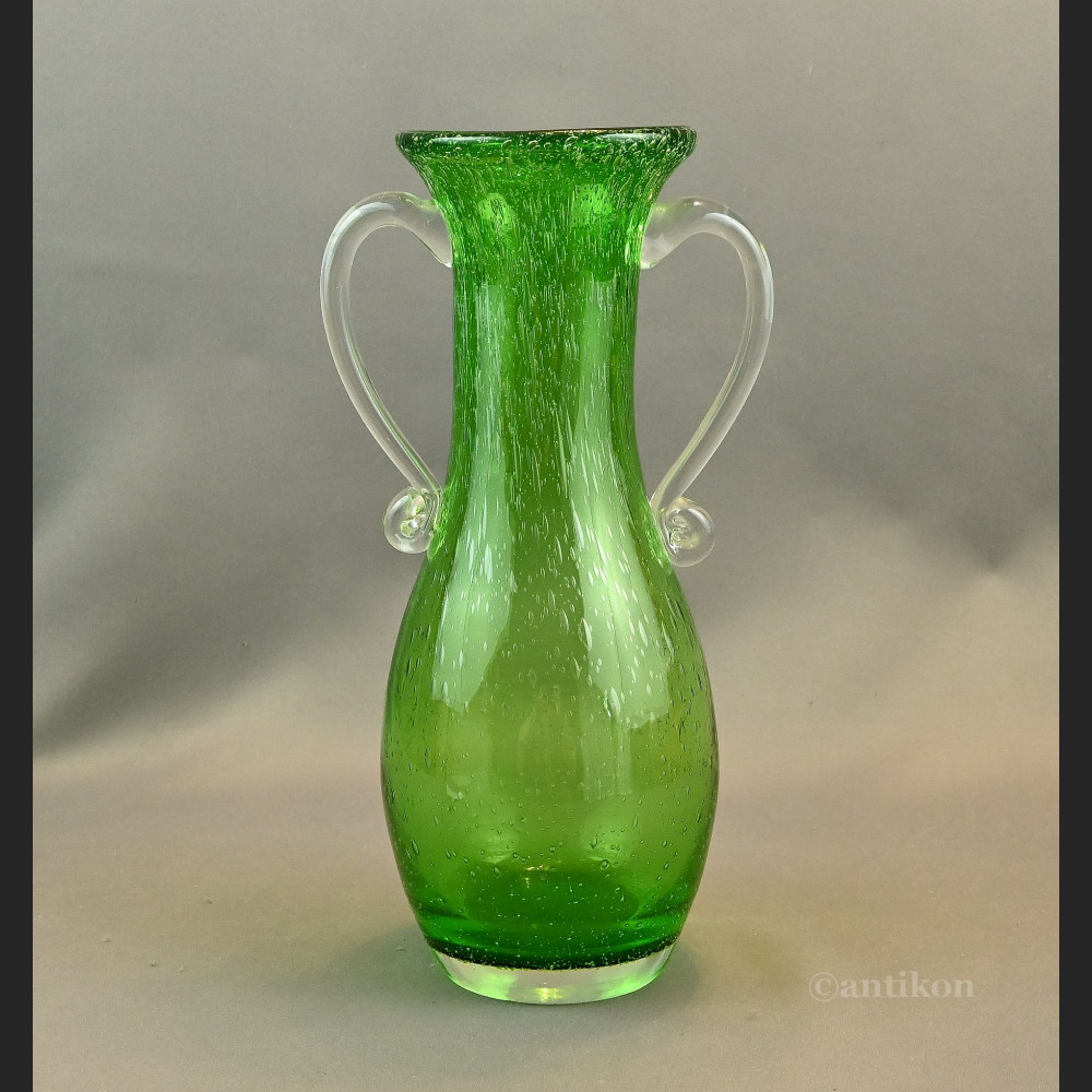 Zielony wazon antico szklany rarytas 