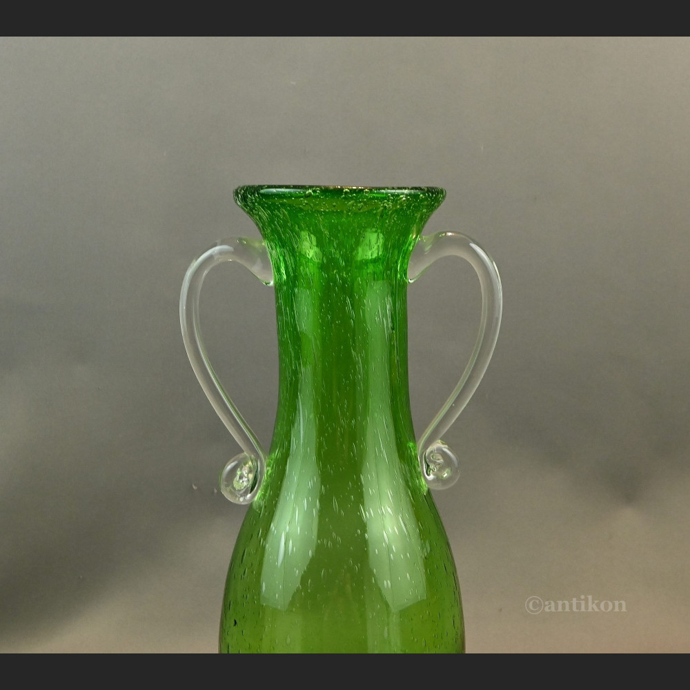 Zielony wazon antico szklany rarytas 