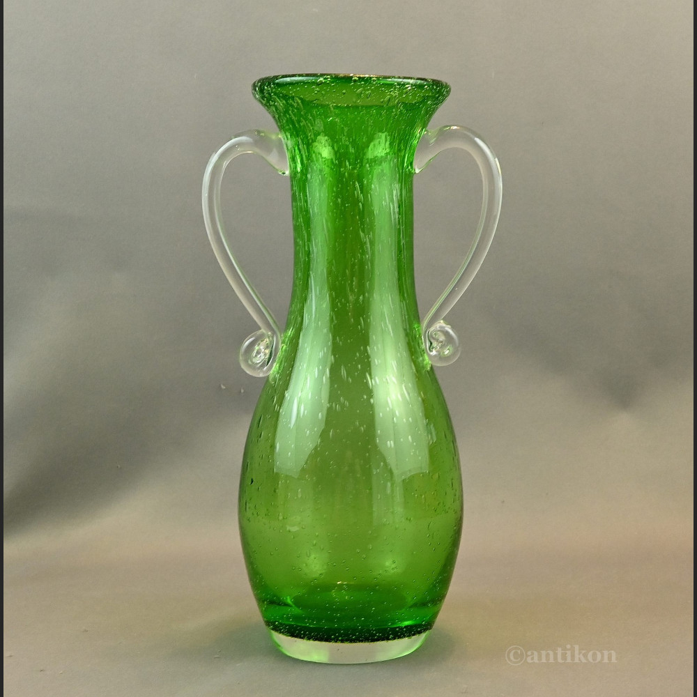 Zielony wazon antico szklany rarytas 