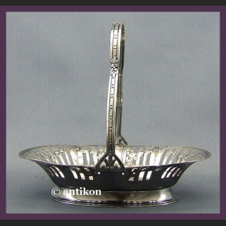 SECESYJNA SREBRZONA PATERA KOSZYK KAYSERZINN  NA OWOCE SYGNOWANA LATA 20 XX W.