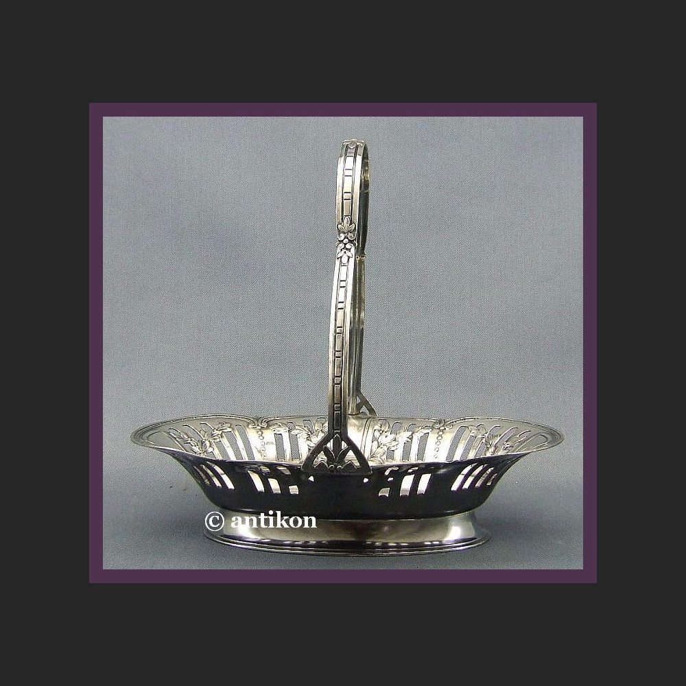 SECESYJNA SREBRZONA PATERA KOSZYK KAYSERZINN  NA OWOCE SYGNOWANA LATA 20 XX W.