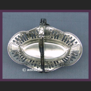 SECESYJNA SREBRZONA PATERA KOSZYK KAYSERZINN  NA OWOCE SYGNOWANA LATA 20 XX W.